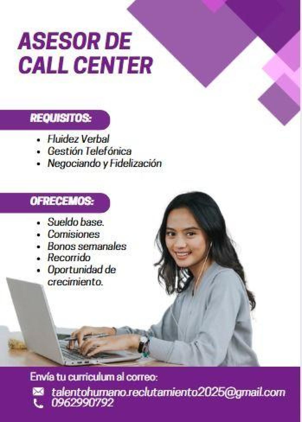 Asesor de call center en Pichincha