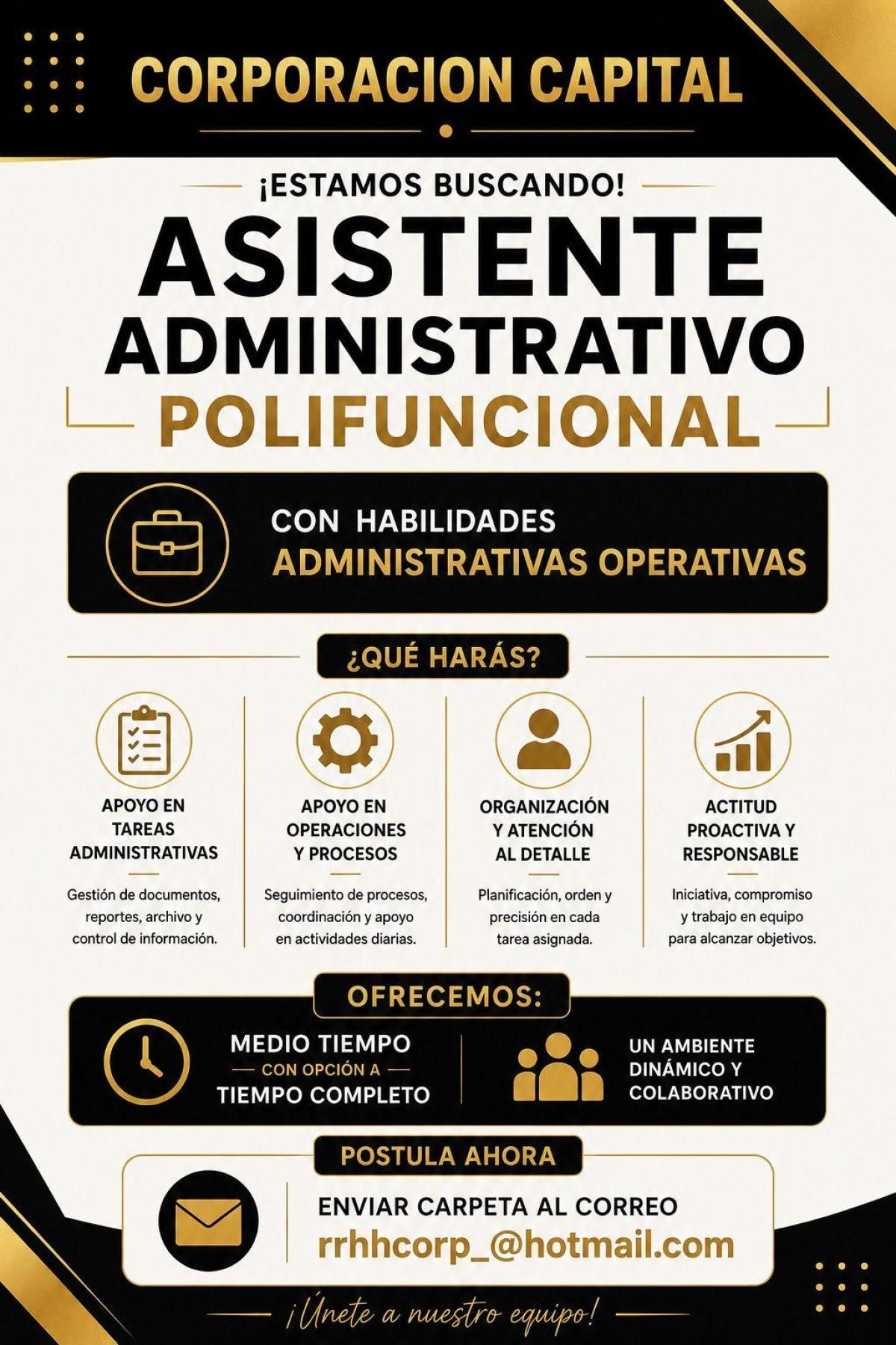 ¡estamos buscando! asistente administrativo polifuncional en El Oro