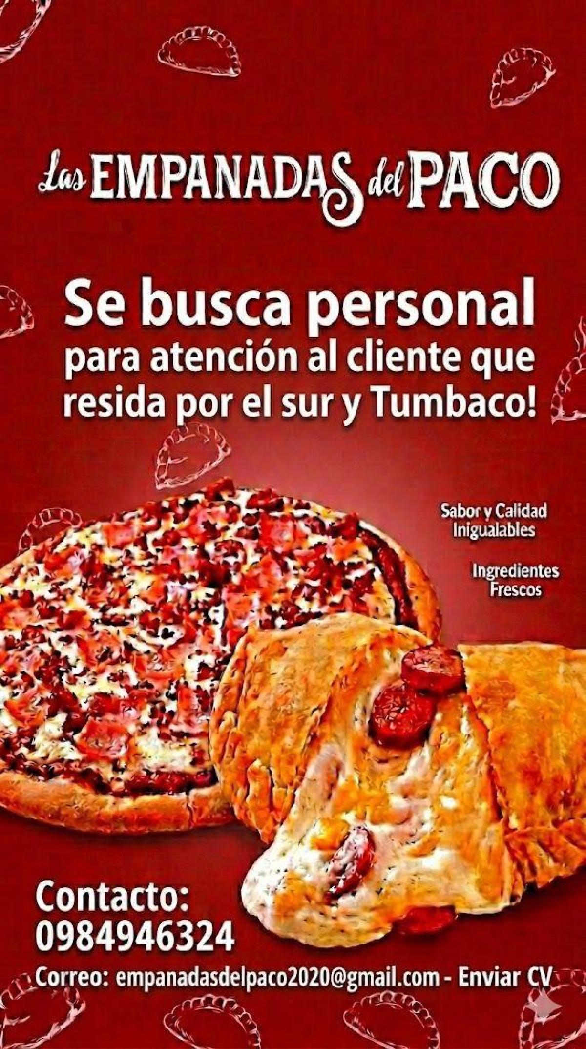 Se busca personal para atención al cliente que resida por el sur y tumbaco! en Pichincha