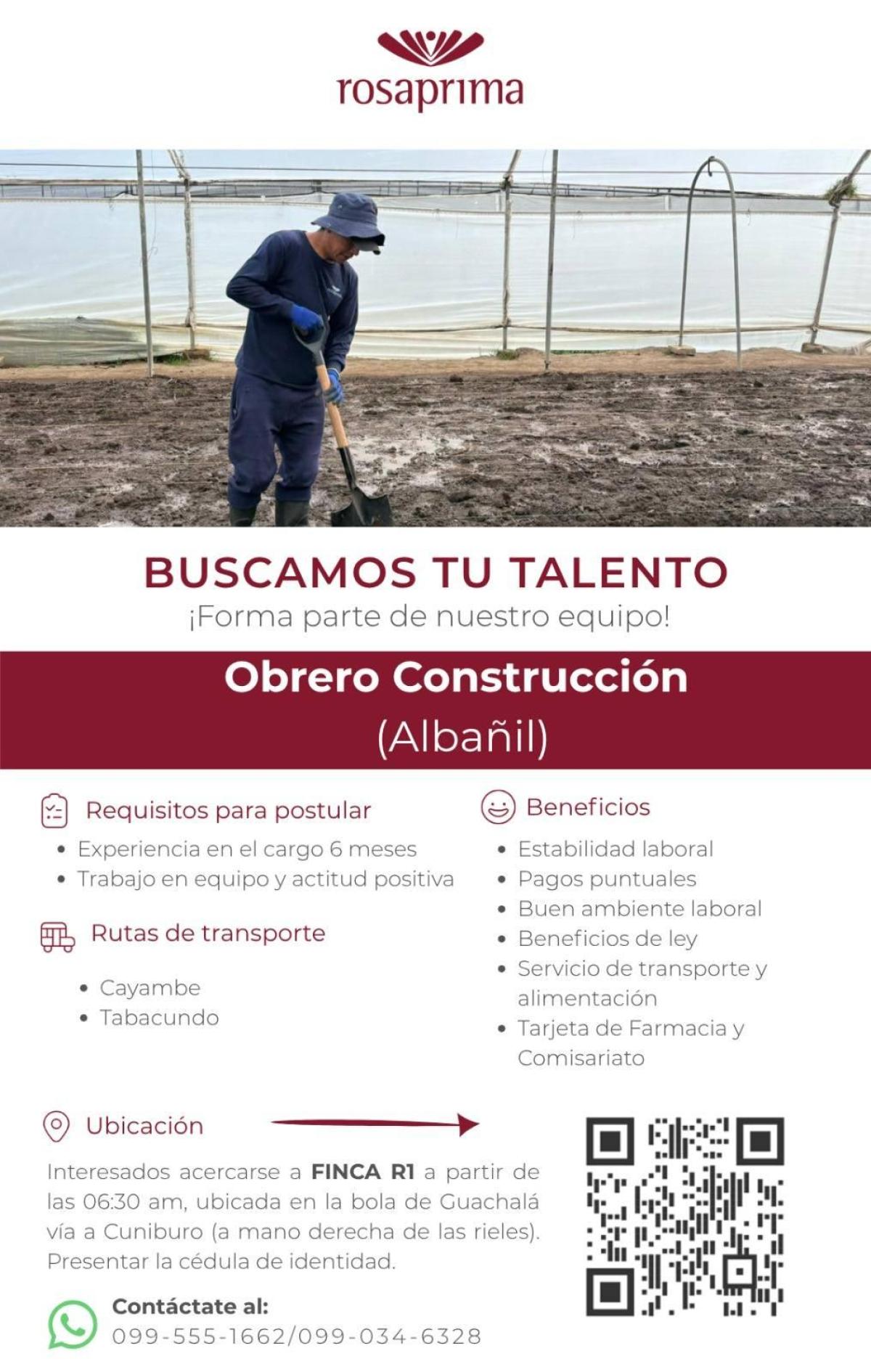 Obrero construcción (albañil) en Pichincha