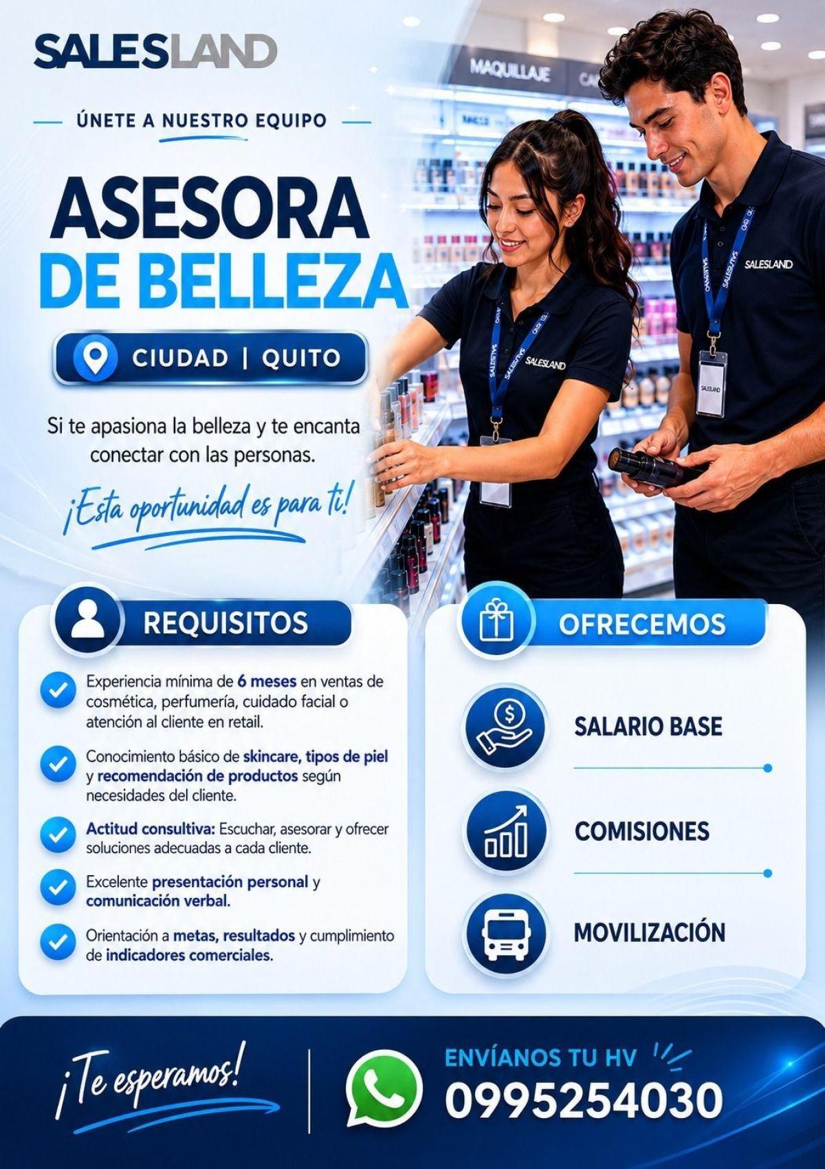 Unete a nuestro equipo  asesora  de belleza en Pichincha