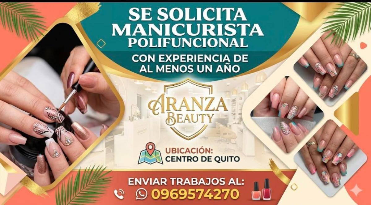 Se solicita manicurista polifuncional  con experiencia de al menos un año en Pichincha