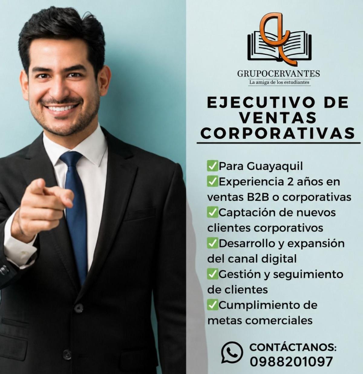 Buscamos ejecutivo de ventas corporativas en Guayas