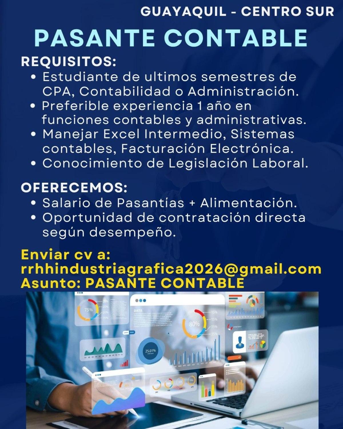 Buscamos pasante contable en Guayas