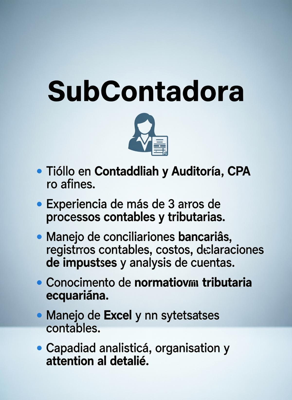 Se busca subcontadora en Guayas