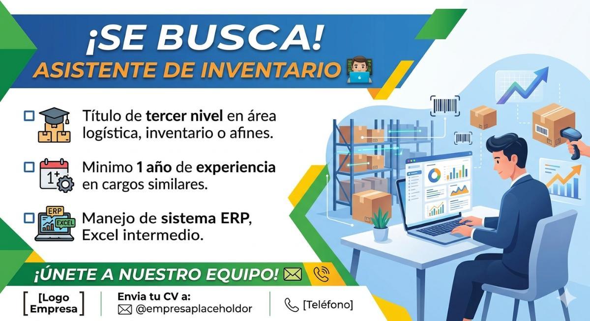 Se busca asistente de inventario 👨‍💻 en Guayas