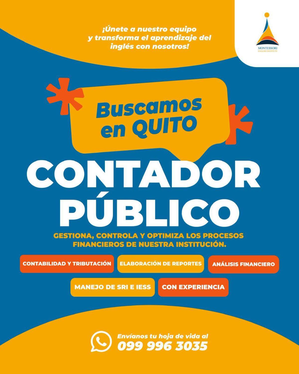 Buscamos en quito  contador público en Pichincha