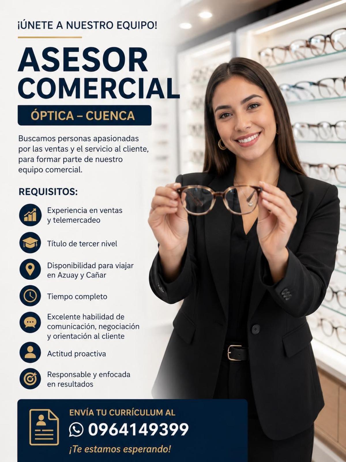 Asesor comercial  óptica – cuenca en Azuay