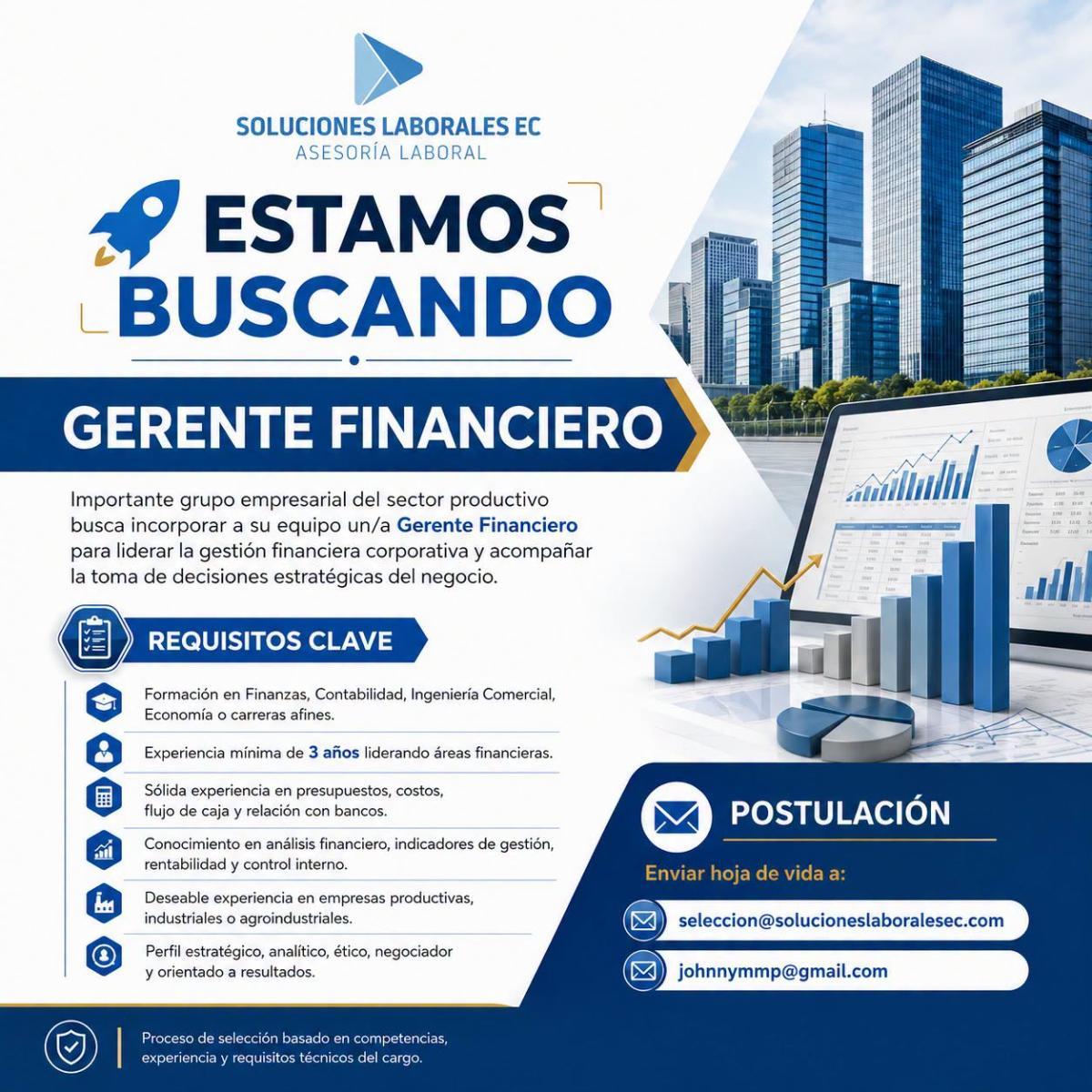 Estamos buscando  gerente financiero en Pichincha
