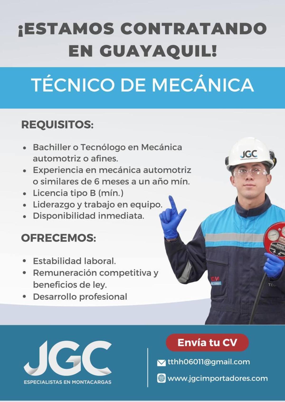 ¡estamos contratando en guayaquil!  técnico de mecánica en Guayas