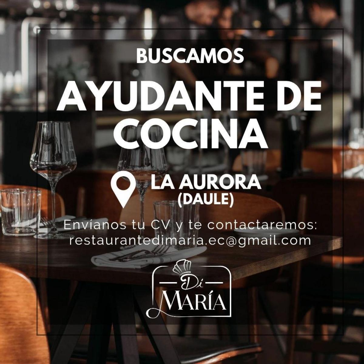 Buscamos ayudante de cocina que sea agil y proactivo en Guayas
