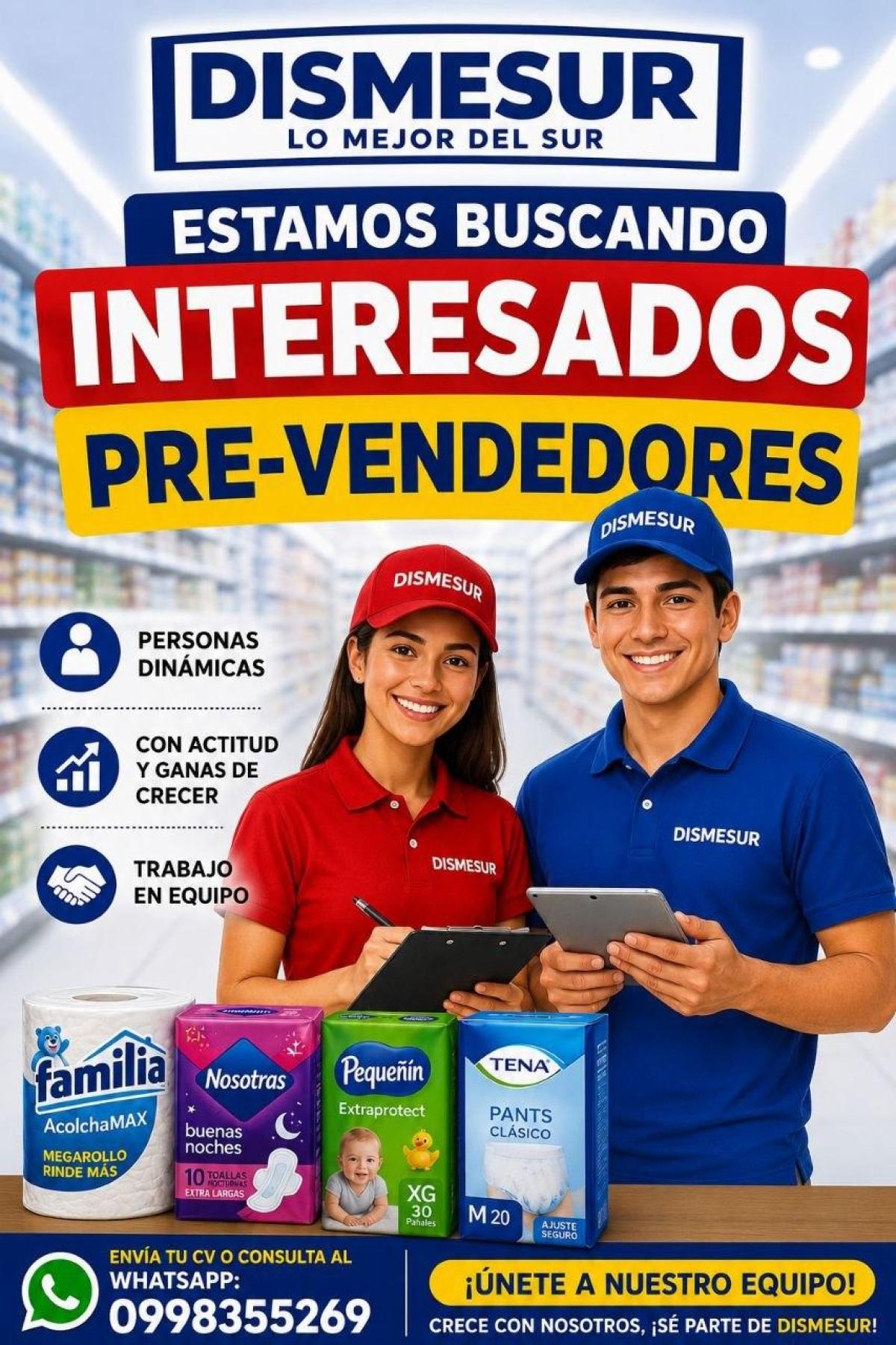 Estamos buscando  pre-vendedores en Guayas