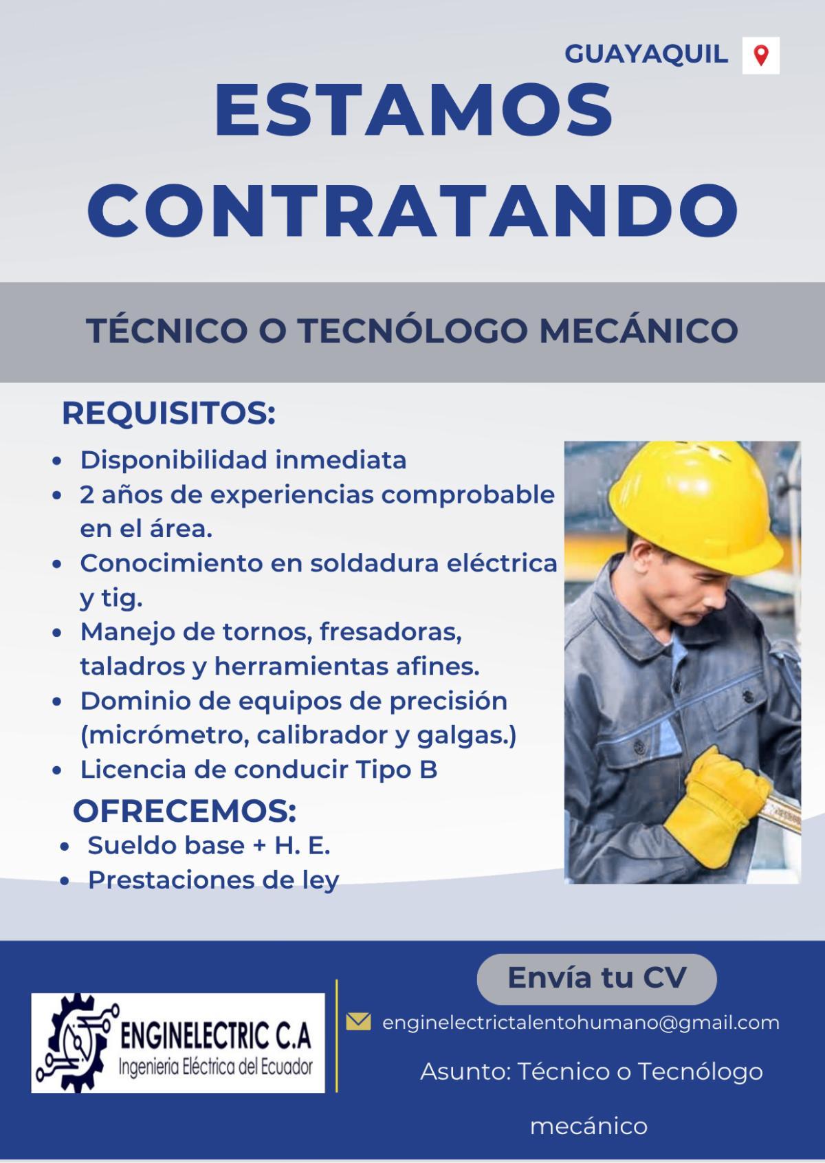 Técnico mecánico en Guayas